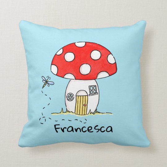 Personalised Toadstool & Dragonfly Throw Pillow | Zazzle.com