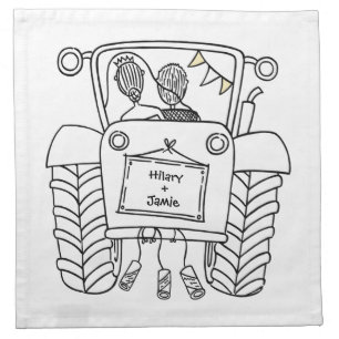 Personalised Tractor Country Wedding Napkin