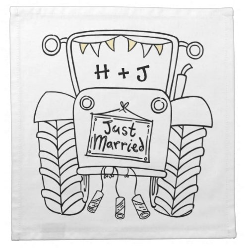 Personalised Tractor Country Wedding Napkin