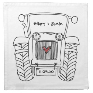 Personalised Tractor Country Wedding Napkin