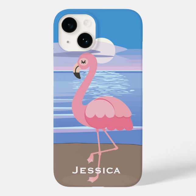 Personalised Tropical Island Flamingo Case-Mate iPhone Case (Back)