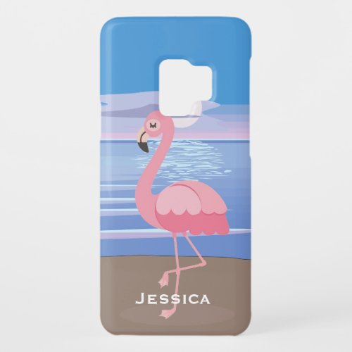 Personalised Tropical Island Flamingo Case_Mate Samsung Galaxy S9 Case