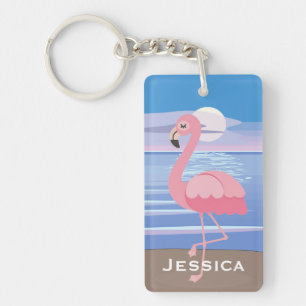 Personalised Tropical Island Flamingo Keychain
