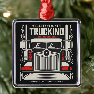 Personalised Trucking 18 Wheeler BIG RIG Trucker Metal Ornament