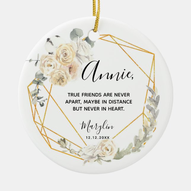 Personalised True friends are never far apart Ceramic Ornament (Front)