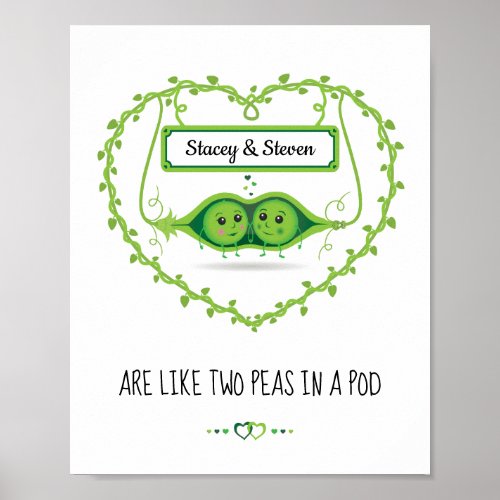 Personalised Two Peas In A Pod couples Poster