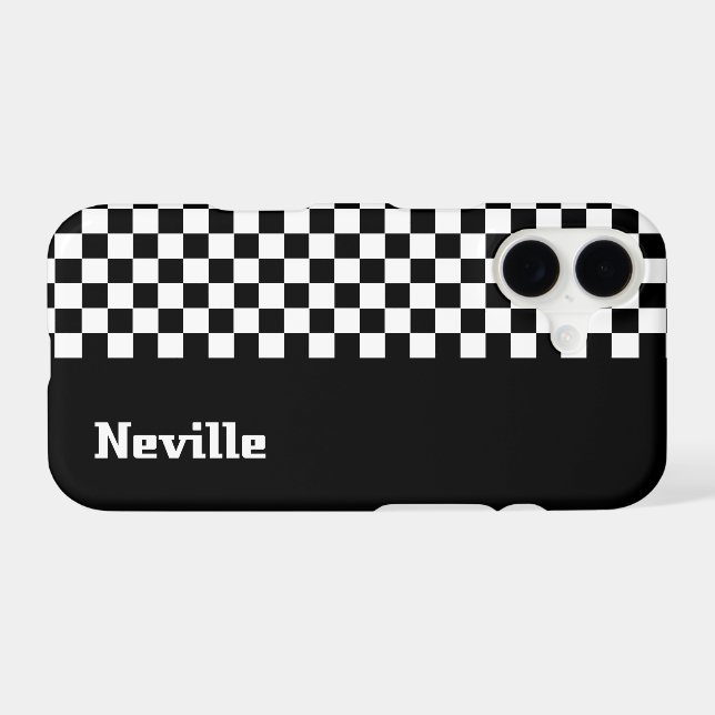 Personalised Two-Tone Checkerboard Case-Mate iPhone Case (Back (Horizontal))