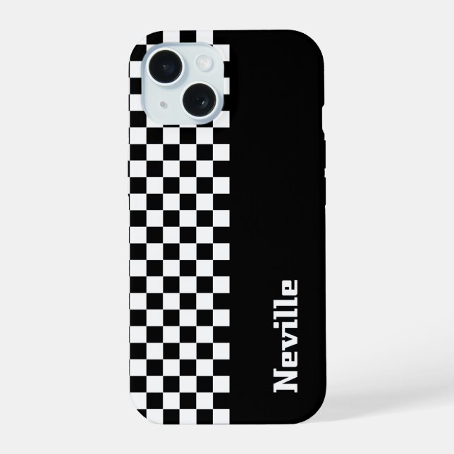 Personalised Two-Tone Checkerboard iPhone 15 Case (Back)