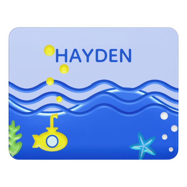 Personalised Under The Sea Submarine Beach Door Sign (Contemporary Front)