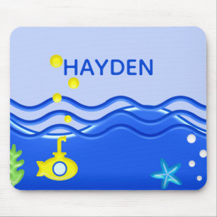 Personalised Under The Sea Submarine Beach Mouse Pad