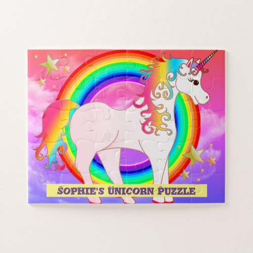 Personalised Unicorn Jigsaw Puzzle With Rainbow