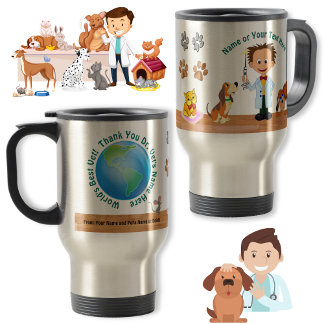 Personalised Unique Veterinarian Gifts, Man Vet Travel Mug