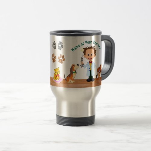 Personalised Unique Veterinarian Gifts Man Vet Travel Mug