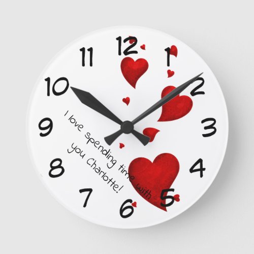 Personalised Valentines Clock with hearts