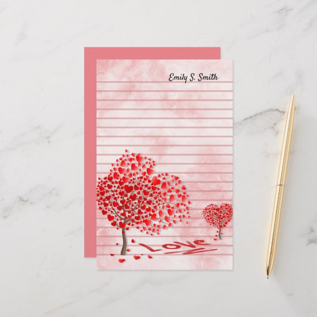 Personalised Valentines Love Hearts Stationery (Front/Back In Situ)