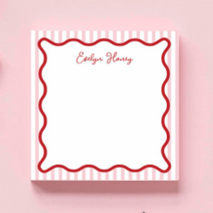 Personalised Vibrant Whimsica Pink Red Wavy Notepa Notepad
