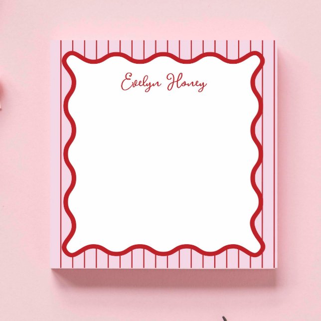 Personalised Vibrant Whimsica Pink Red Wavy Notepad (Creator Uploaded)