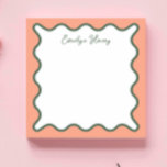 Personalised Vibrant Whimsical Wavy Border Notepad<br><div class="desc">Perfect gift for teachers, featuring salmon background with green border.
For more advanced customisation of this design, e.g. changing layout, font or text size please click the "CUSTOMIZE" button above. Please contact me for any questions!</div>