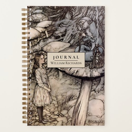 Personalised Vintage Alice Wonderland Art Dotted Notebook