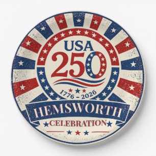 Personalised Vintage America 250 1776–2026 Paper Plates