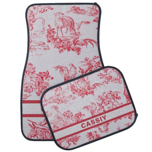 Personalised Vintage  Pink Toile De Jouy Pattern Car Floor Mat