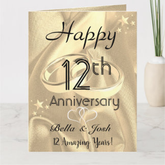 Personalised Vintage Silk 12th Wedding Anniversary Card