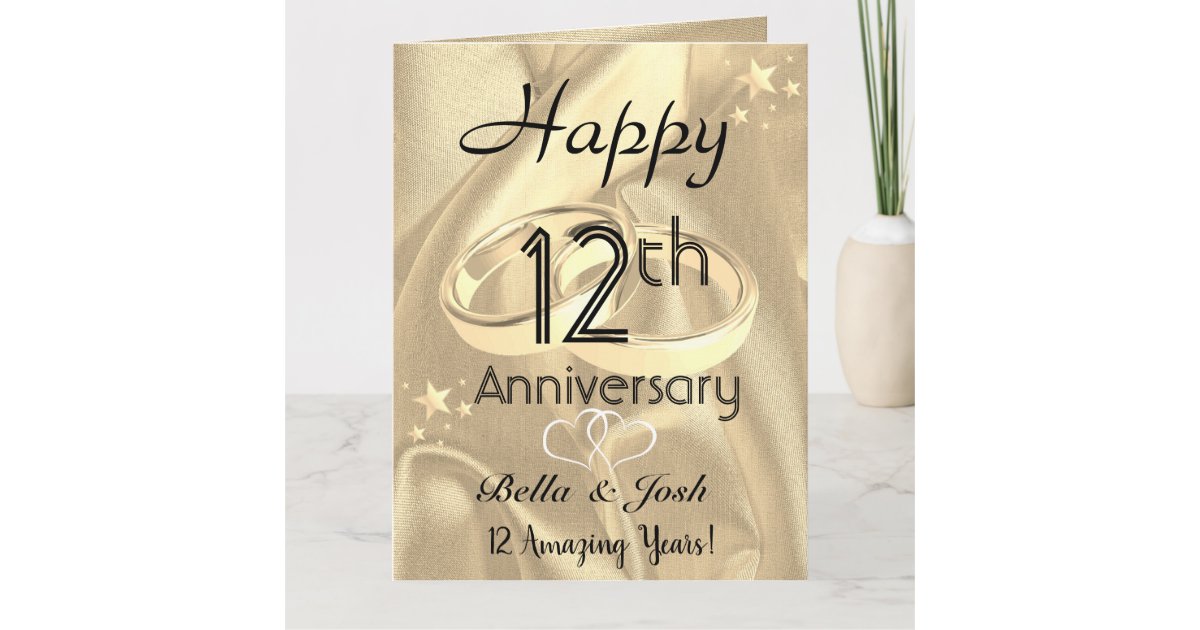 Personalised Vintage Silk 12th Wedding Anniversary Card Zazzle