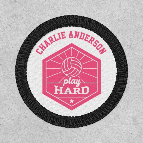 Personalised Volleyball Pink Play Hard Team Sports Patch