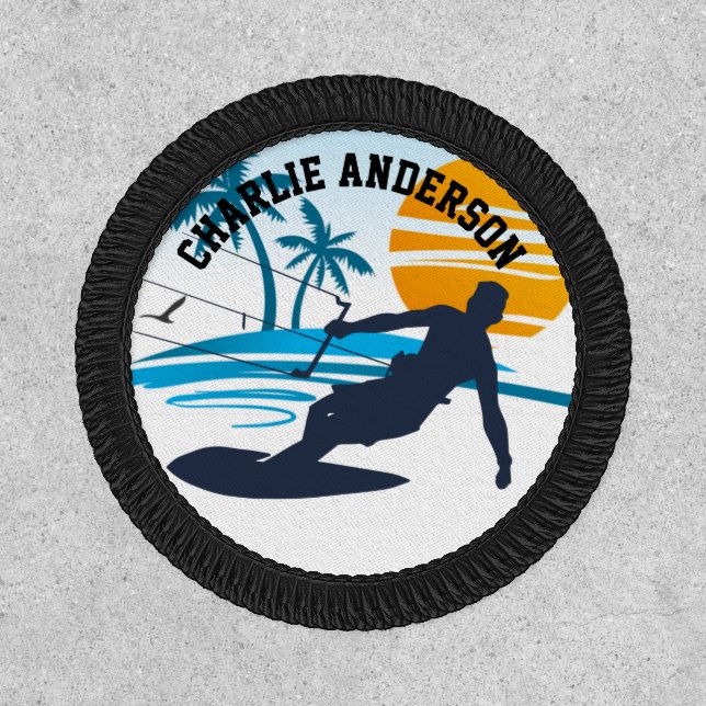 Personalised Wakeboarding Wakeboarder Beach Sunset Patch (Front)