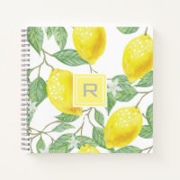 Personalised Watercolor Lemon Monogram Notebook