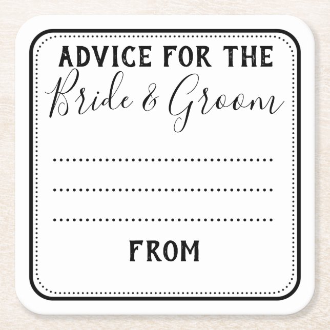 personalised wedding ADVICE coaster Thank you (Front)