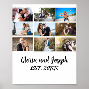 Personalised Wedding Anniversary 9 Photo Collage Poster