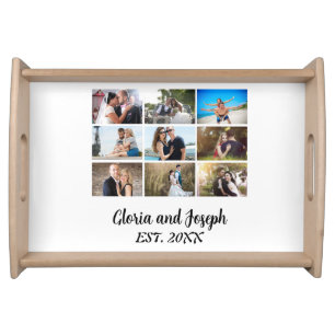 Personalised Wedding Anniversary 9 Photo Collage Serving Tray