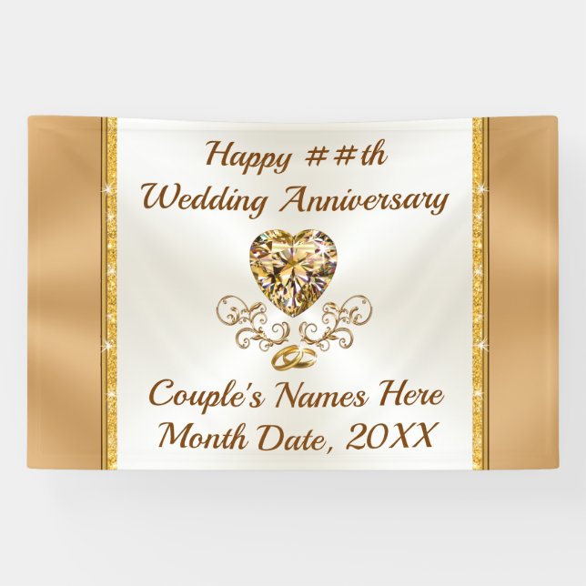 Personalised Wedding Anniversary Banners, Any YEAR Banner (Horizontal)