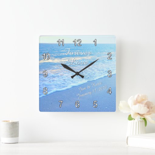 Personalised Wedding Beach Themed Wall Clocks Zazzle