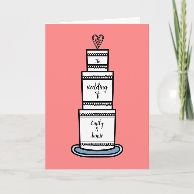 Personalised Wedding Cake Illustration Wedding Invitation (Front)