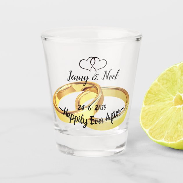 Personalised wedding Shot Glass stag deer initials party toast drinks favours