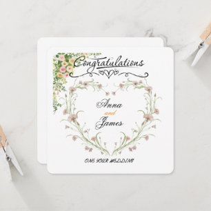 Personalised Wedding Floral Card Newly Married