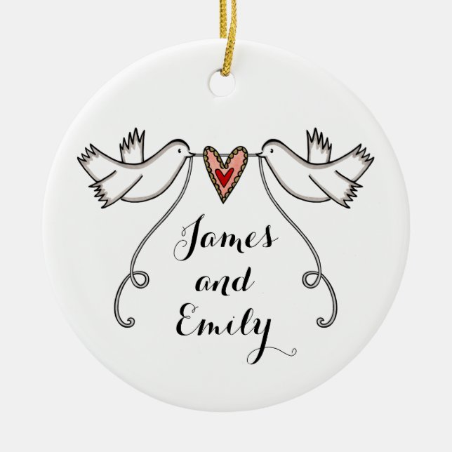 Personalised Wedding Gift Ceramic Decoration (Front)