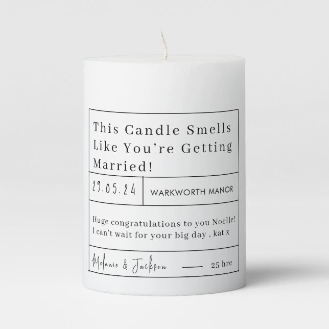 Personalised Wedding Gift for Couple - Wedding Gif Pillar Candle (Front)