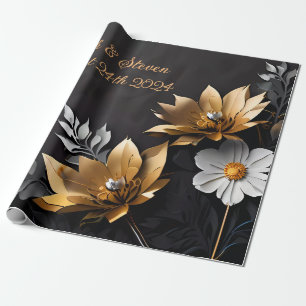 Personalised Wedding Gift Gold & Silver Wrapping Paper