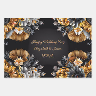 Personalised Wedding Gift Gold & Silver  Wrapping Paper Sheets