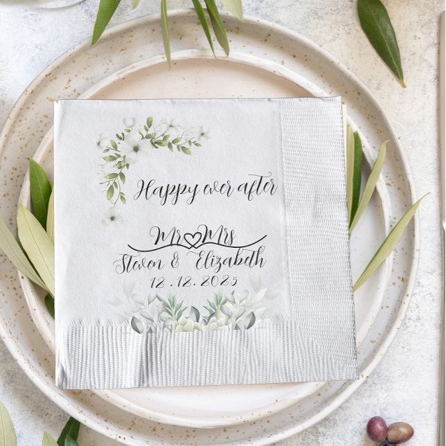 Personalised Wedding Gift happy ever after  Napkins (Creator Uploaded)