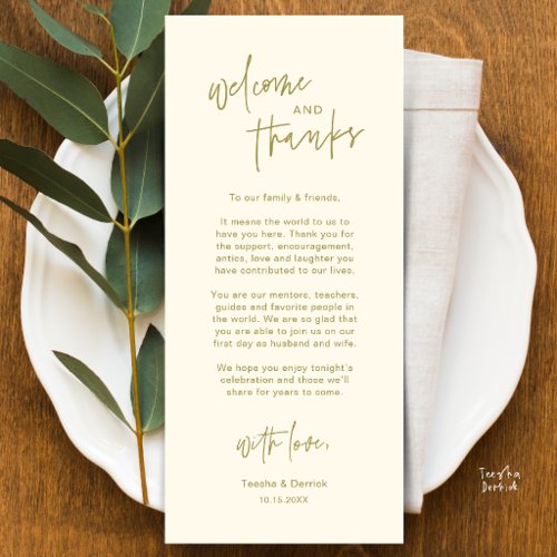 Personalised Wedding Place Setting Thank You Card
