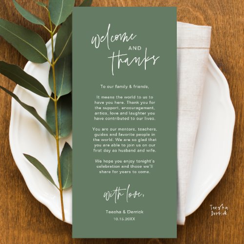 Personalised Wedding Place Setting Thank You Card