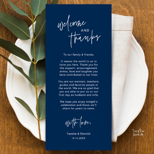 Personalised Wedding Place Setting Thank You Card