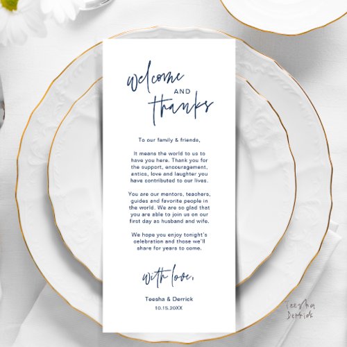 Personalised Wedding Place Setting Thank You Card