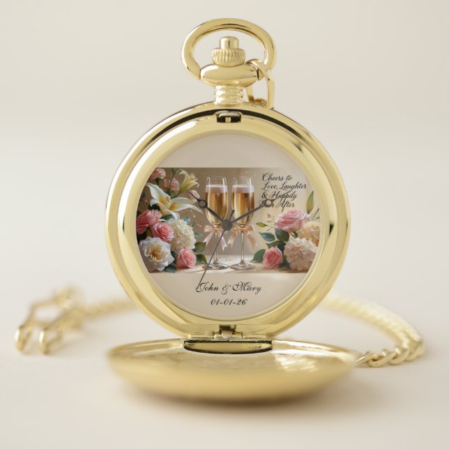 Personalised Wedding Pocket Watch-Happily Eve Afte Pocket Watch (Inside)