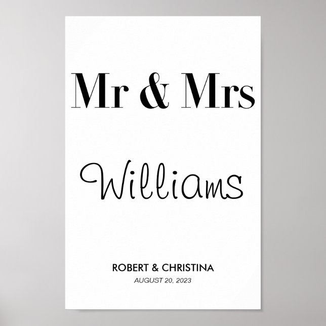 Personalised Wedding Poster Gift MR & MRS Spouse (Front)