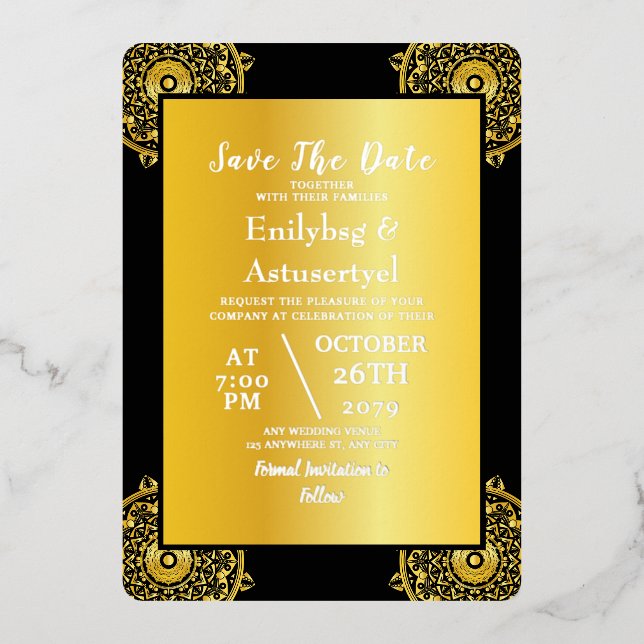 Personalised wedding Save the Date Foil Invitation (Front)